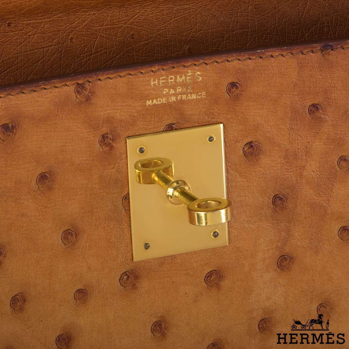 Hermes Kelly 32 Ostrich Exotic Yellow Gold Top Handle Satchel Shoulder Bag  at 1stDibs